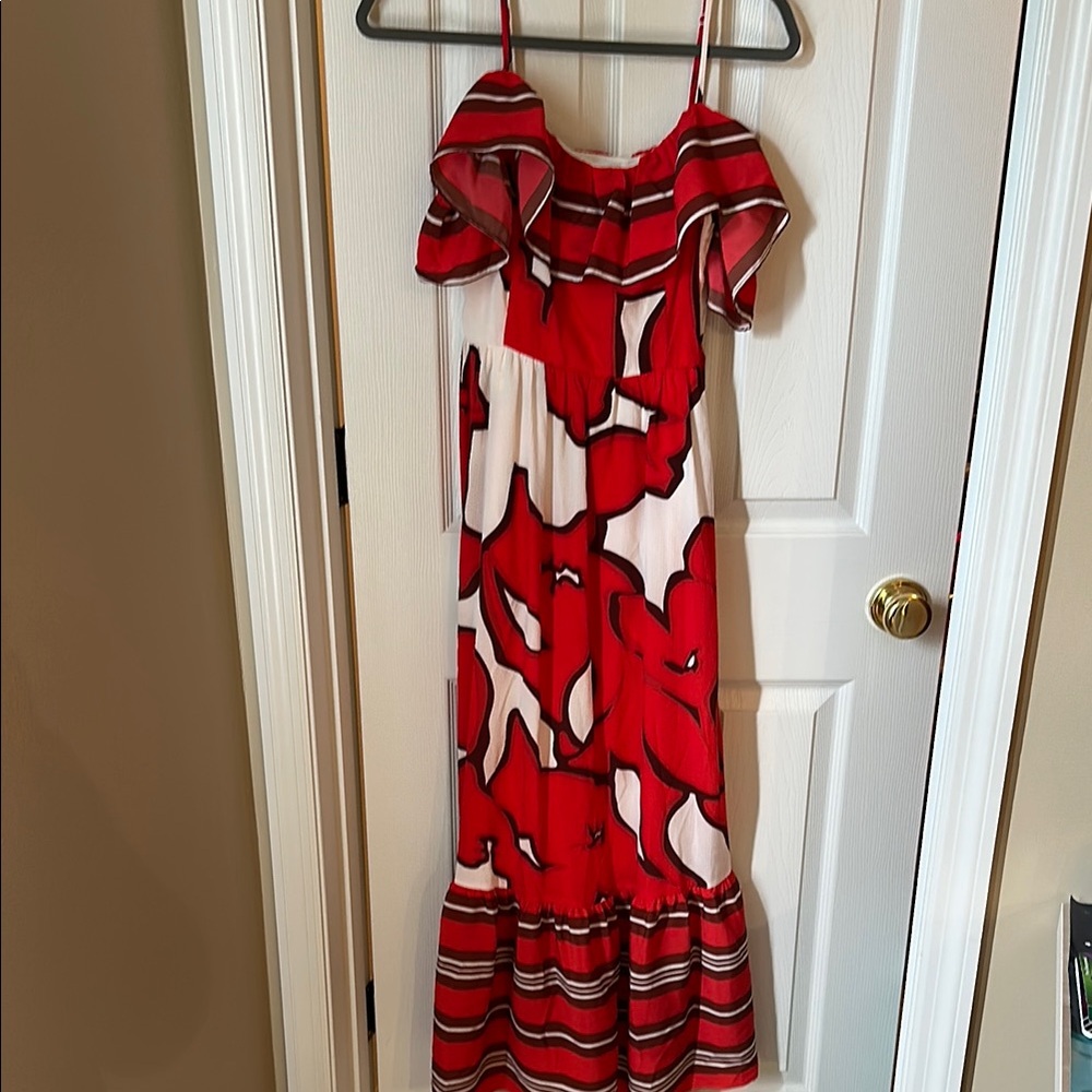 Red and White Floral Maxi Dress